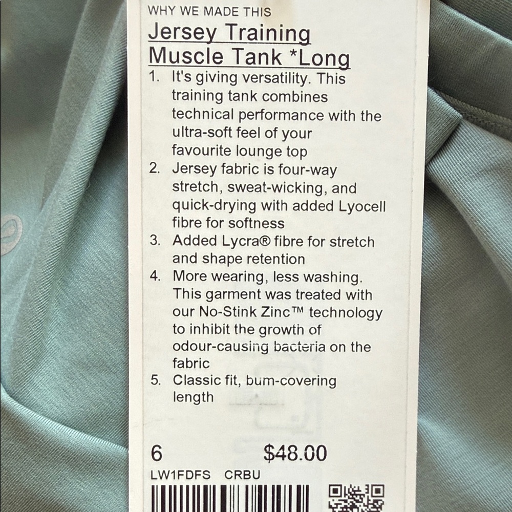 NWT Lululemon Jersey Training Muscle Tank Top Long Wordmark - Picture 8 of 8